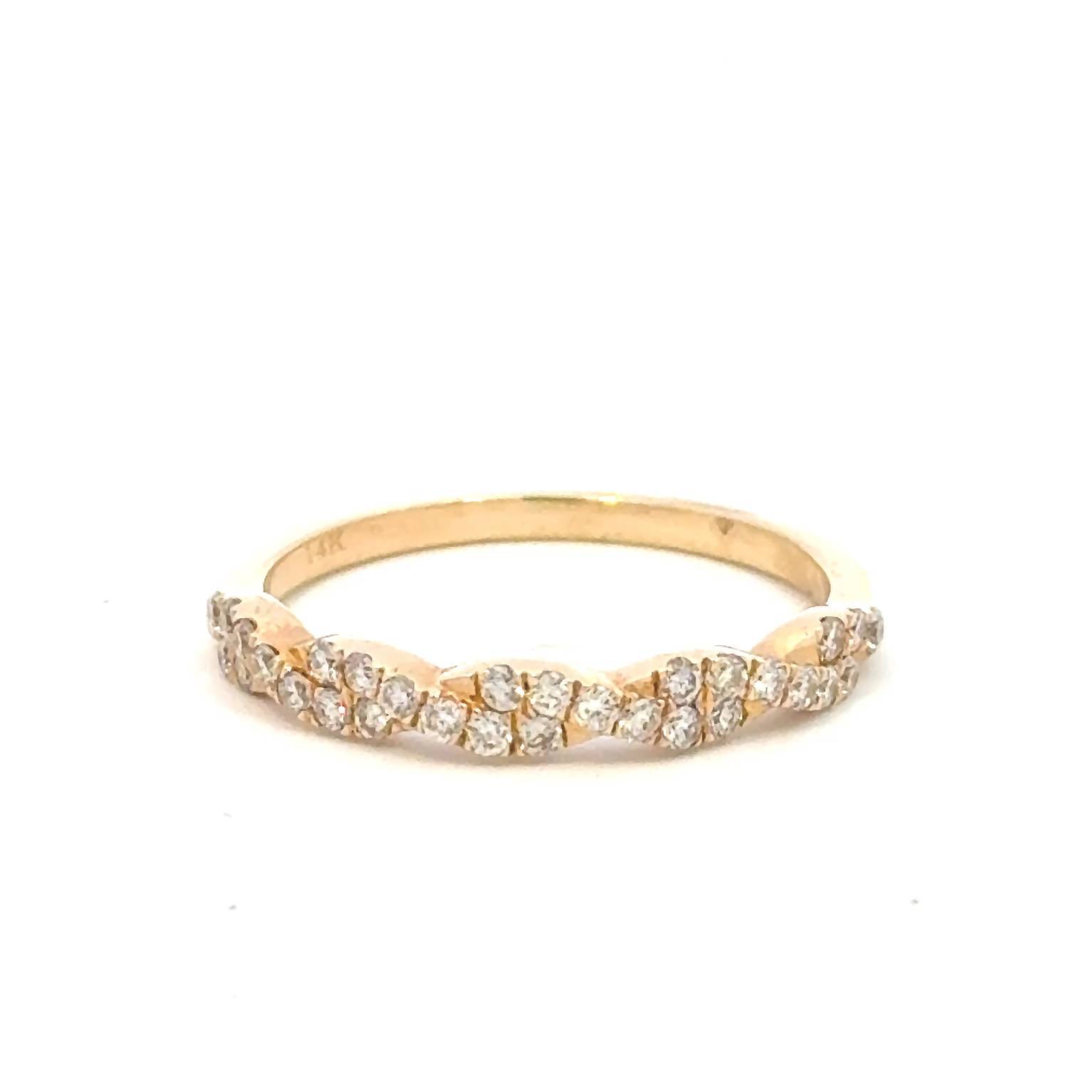 New Aamiaa 0.25 Carat Natural Diamond Cluster Twist Band Ring In 14k Yellow Gold
